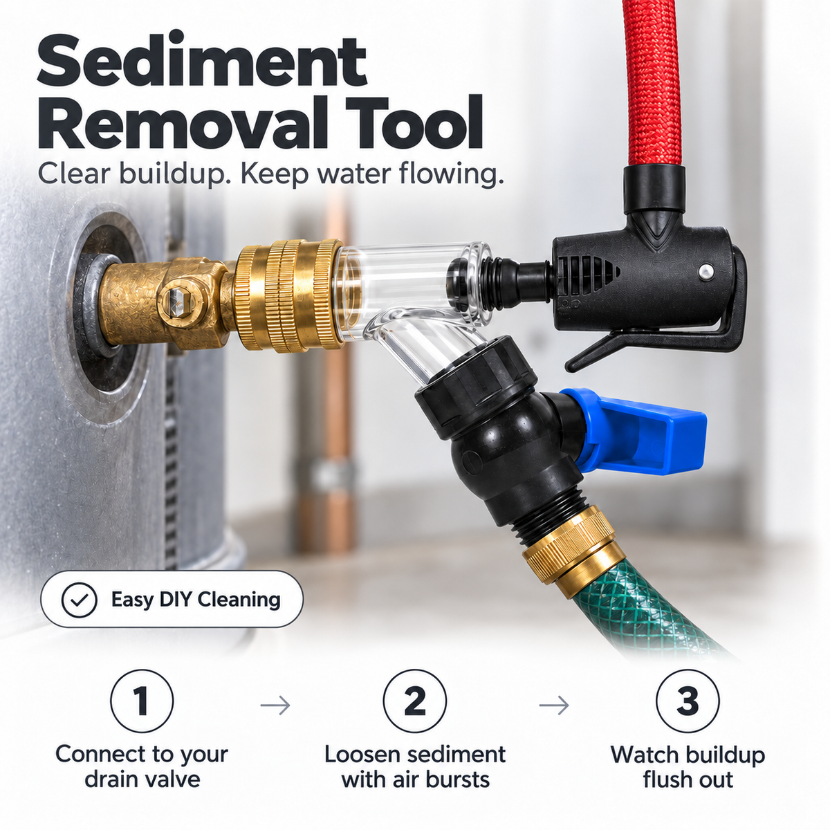 Water Heater Sediment Remover (Fits All Tank Water Heaters in the US & Canada)