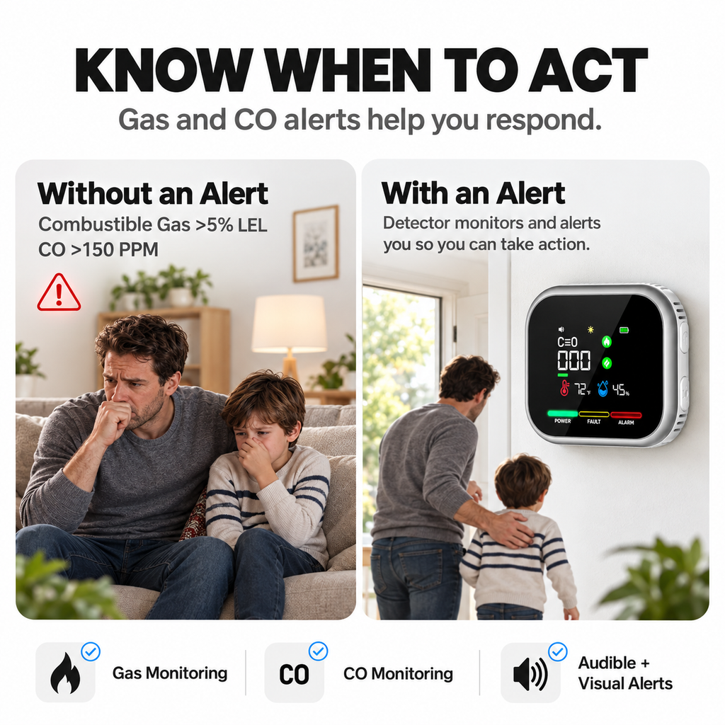 6-in-1 Gas, Smoke & Air Quality Detector