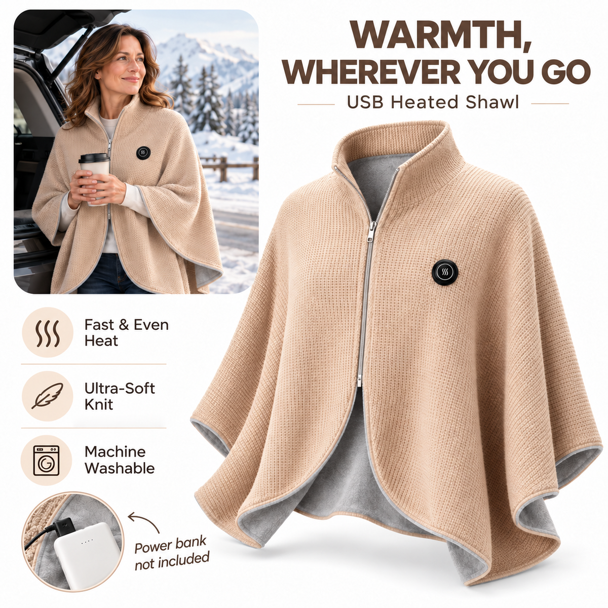 Early Black Friday 50% OFF | Portable USB Heated Blanket Shawl