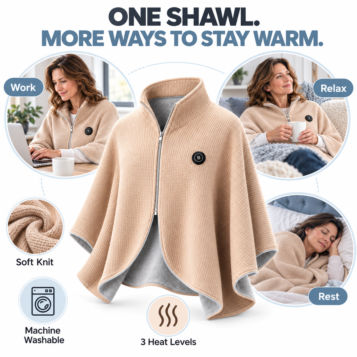 Early Black Friday 50% OFF | Portable USB Heated Blanket Shawl