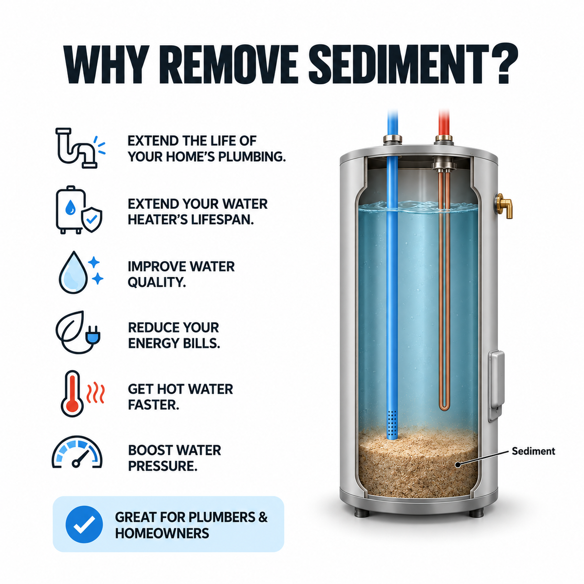 Water Heater Sediment Remover (Fits All Tank Water Heaters in the US & Canada)
