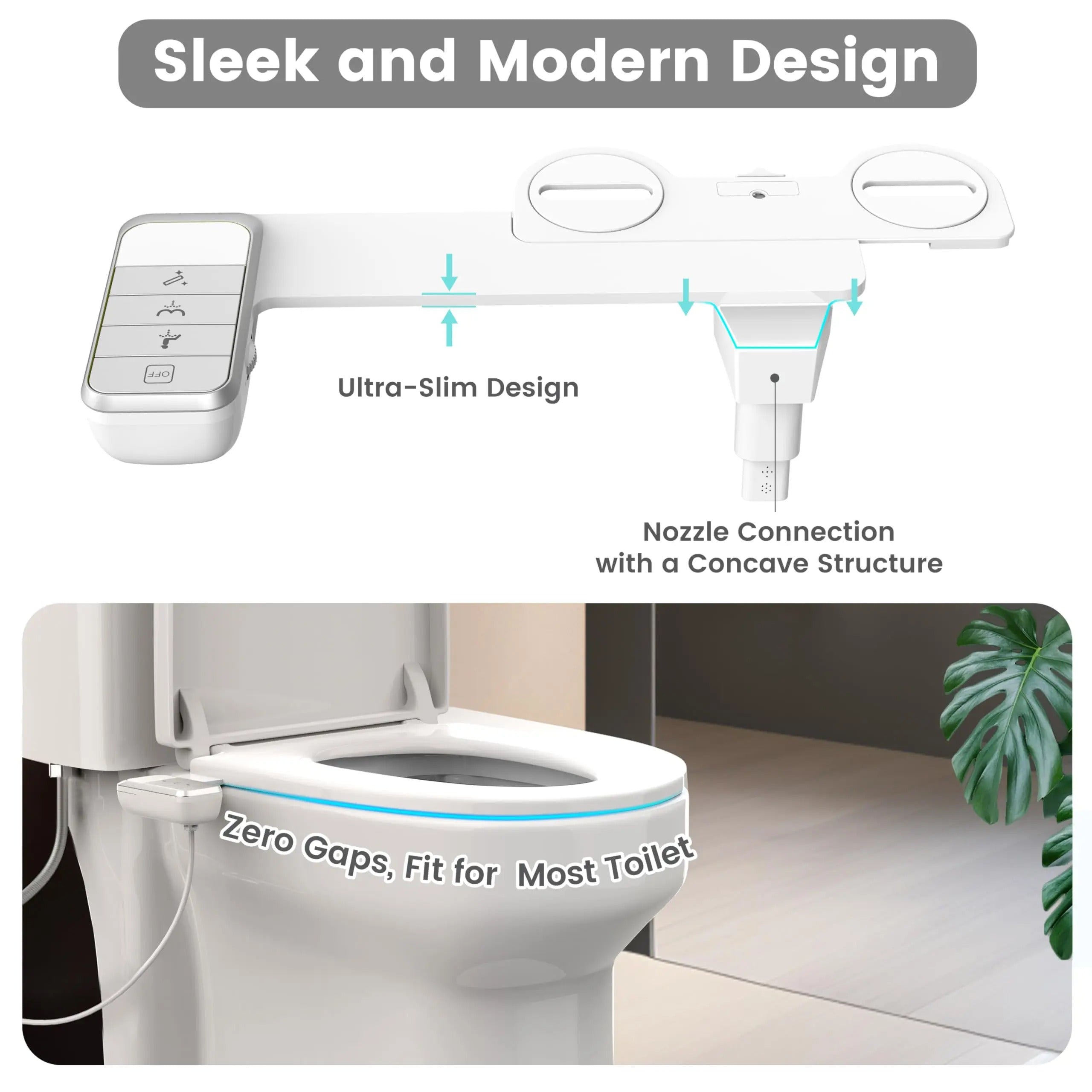 Ultra Slim Toilet Bidet (Fits All US Toilets)