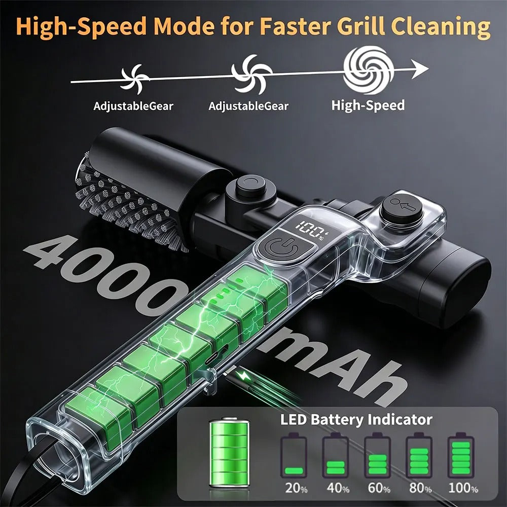 Motorized BBQ Grill Cleaner